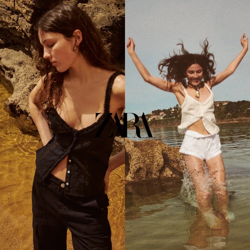 Zara Black Lace Trim Sleeveless Top